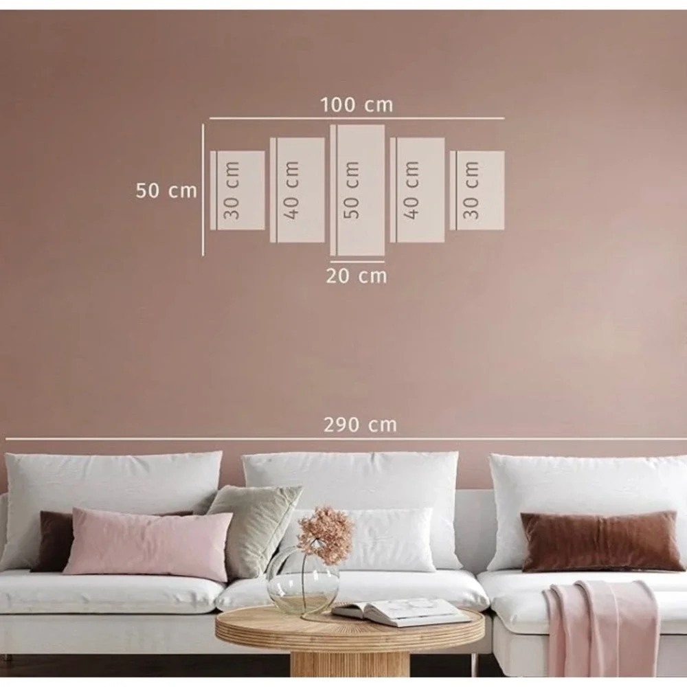 5 Panel Wall Art Decor Abstract Silver Gray Beige Canvas Prints Pictures